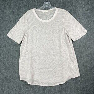 Rebecca Taylor Silk Blouse Womens Size 10 Pink Blush Striped Flowy Sheer Top